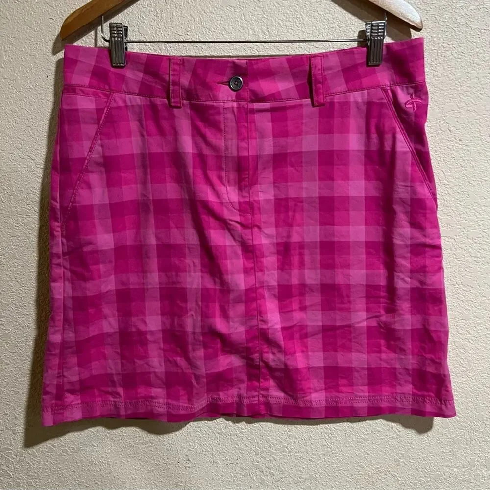 Cross Sportswear pink plaid golf skirt with shorts / skort 42